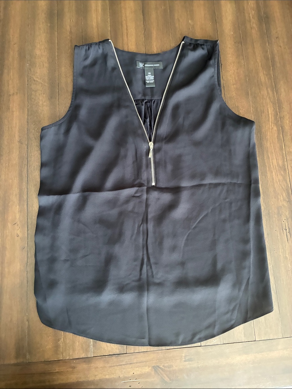 INC International Concepts Black Sleeveless Zip-Front Camisole